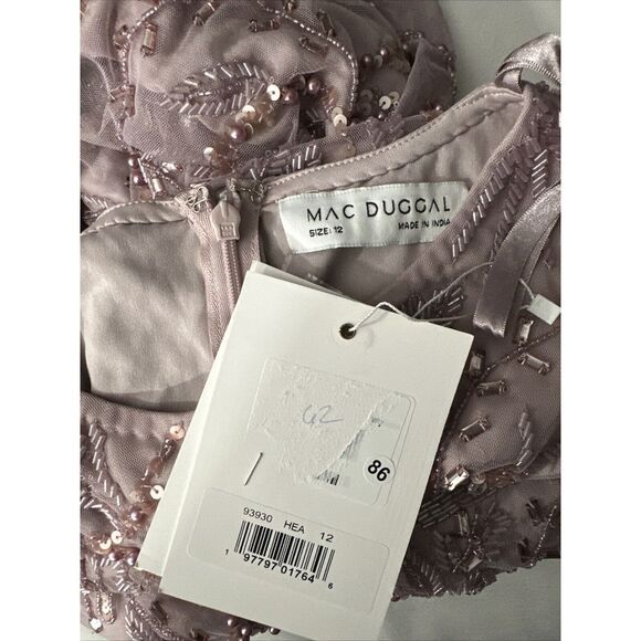 NEW MAC DUGGAL [‎ 12 ] 93930 Puff Sleeve Embellished A Line Gown Heather Purple - Picture 4 of 16